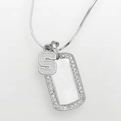 LogoArt Michigan State Spartans Sterling Silver Cubic Zirconia Dog Tag Pendant