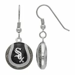 LogoArt Sterling Silver Chicago White Sox Enamel Baseball Earrings