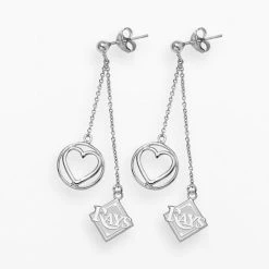 LogoArt Tampa Bay Rays Beloved Sterling Silver Linear Drop Earrings