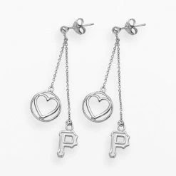 LogoArt Pittsburgh Pirates Beloved Sterling Silver Linear Drop Earrings
