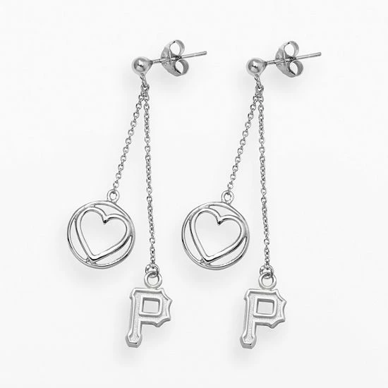 LogoArt Pittsburgh Pirates Beloved Sterling Silver Linear Drop Earrings 3 LogoArt Pittsburgh Pirates Beloved Sterling Silver Linear Drop Earrings