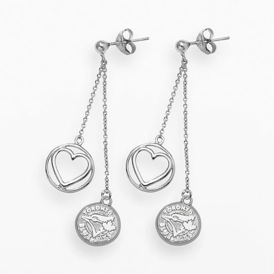 LogoArt Toronto Blue Jays Beloved Sterling Silver Linear Drop Earrings