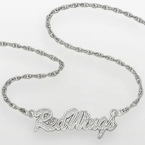 LogoArt Detroit Red Wings Sterling Silver Script Necklace