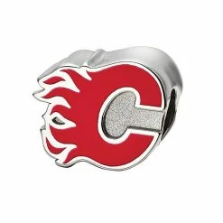 LogoArt Calgary Flames Sterling Silver Enamel Logo Bead