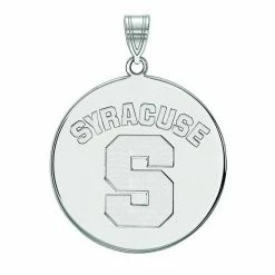 LogoArt Syracuse Orange Sterling Silver Rhodium Plated XL Disc Pendant