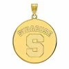 LogoArt Syracuse Orange Sterling Silver 14K Gold Plated XL Disc Pendant