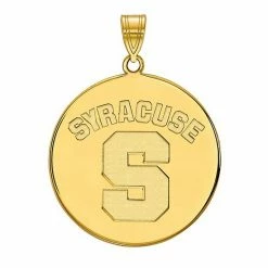LogoArt Syracuse Orange Sterling Silver 14K Gold Plated XL Disc Pendant