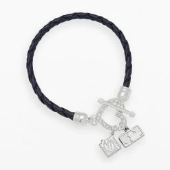 LogoArt Tampa Bay Rays Devotion Silver Tone Crystal Charm Bracelet 