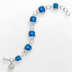 LogoArt Toronto Blue Jays Legend Silver Tone Blue Glass Logo Charm Bracelet