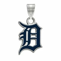 LogoArt Sterling Silver Detroit Tigers Small Blue Enameled Pendant