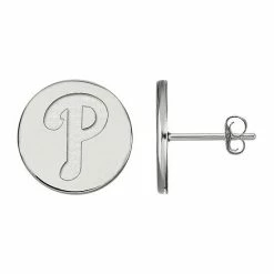 LogoArt Sterling Silver Philadelphia Phillies Small Disc Earrings