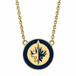 LogoArt Sterling Silver Winnipeg Jets Large Enameled Pendant Necklace