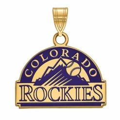 LogoArt Sterling Silver 14k Gold-Plated Colorado Rockies Small Enameled Pendant