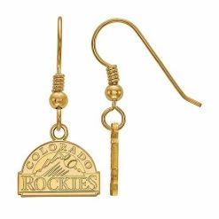 LogoArt Sterling Silver 14k Gold-Plated Colorado Rockies Extra-Small Dangle Earrings