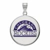 LogoArt Sterling Silver Colorado Rockies Large Enameled Disc Pendant