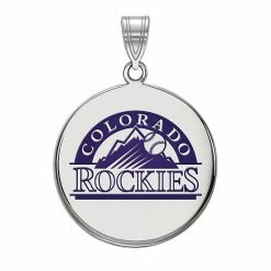LogoArt Sterling Silver Colorado Rockies Large Enameled Disc Pendant