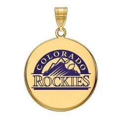 LogoArt Sterling Silver 14k Gold-Plated Colorado Rockies Large Enameled Disc Pendant