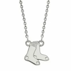 LogoArt 14k Gold Boston Red Sox Small Pendant Necklace 14k White Gold