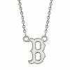 LogoArt 14k Gold Boston Red Sox Small Pendant Necklace 14k White Gold