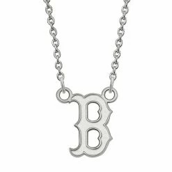 LogoArt 14k Gold Boston Red Sox Small Pendant Necklace 14k White Gold
