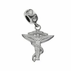 LogoArt Sterling Silver "Chiropractic" Caduceus Charm