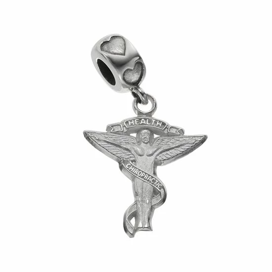 LogoArt Sterling Silver "Chiropractic" Caduceus Charm
