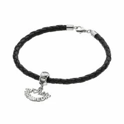 LogoArt Sterling Silver & Leather "I Love My Paramedic" Charm Bracelet