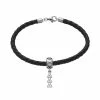 LogoArt Tri Delta Sterling Silver & Leather Sorority Bracelet