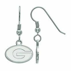LogoArt Georgia Bulldogs Sterling Silver Rhodium Plated Dangle Earrings