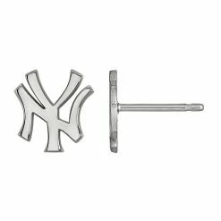LogoArt Sterling Silver New York Yankees Stud Earrings