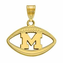 LogoArt 14K Gold Plated Michigan Wolverines Pendant In Football