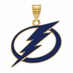 LogoArt Sterling Silver Tampa Bay Lightning Large Enamel Pendant