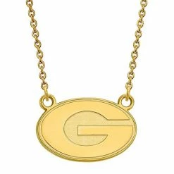 LogoArt Georgia Bulldogs Sterling Silver 14K Gold Plated Small Pendant With Necklace