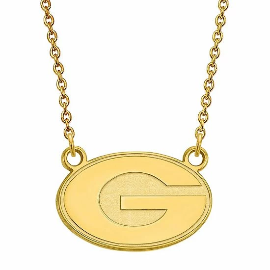 LogoArt Georgia Bulldogs Sterling Silver 14K Gold Plated Small Pendant With Necklace