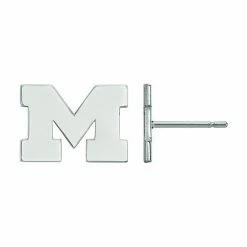 LogoArt Michigan Wolverines Sterling Silver Rhodium Plated Post Earrings