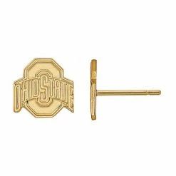 LogoArt 14K Gold Plated Ohio State Small Stud Earrings