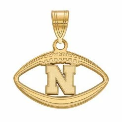 LogoArt 14K Gold Over Silver Nebraska Cornhuskers Football Pendant