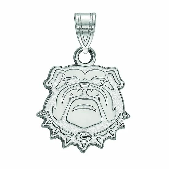 LogoArt Georgia Bulldogs Sterling Silver Rhodium Plated Small Pendant