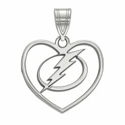 LogoArt Sterling Silver Tampa Bay Lightning Heart Pendant