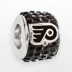 LogoArt Philadelphia Flyers Sterling Silver Crystal Logo Bead