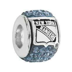 LogoArt New York Rangers Sterling Silver Crystal Logo Bead
