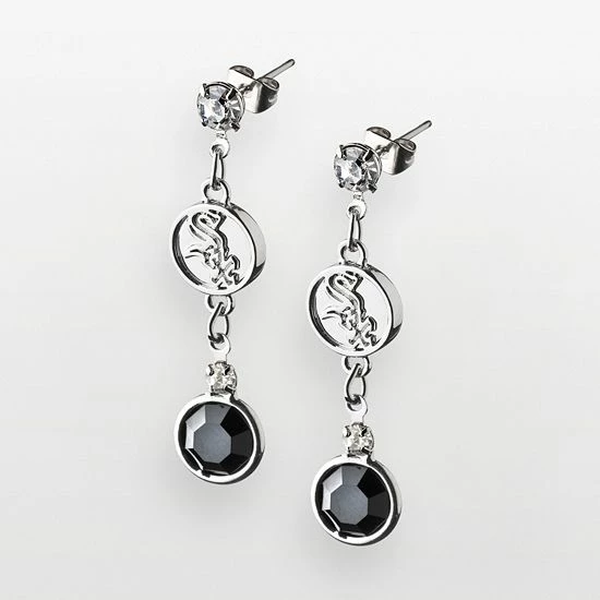 LogoArt Chicago White Sox Silver Tone Crystal Drop Earrings