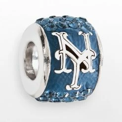 LogoArt New York Mets Sterling Silver Crystal Logo Bead