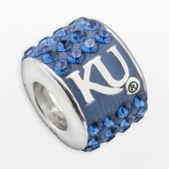 LogoArt Kansas Jayhawks Sterling Silver Crystal Logo Bead