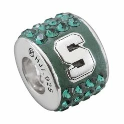 LogoArt Michigan State Spartans Sterling Silver Crystal Logo Bead