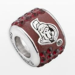 LogoArt Ottawa Senators Sterling Silver Crystal Logo Bead