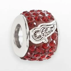LogoArt Detroit Red Wings Sterling Silver Crystal Logo Bead