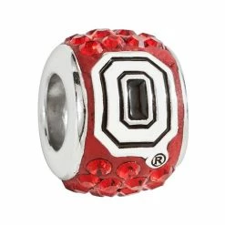 LogoArt Ohio State Buckeyes Sterling Silver Crystal Logo Bead