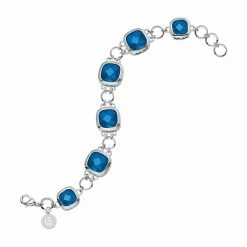 LogoArt Chicago Cubs Legend Silver Tone Blue Glass Logo Charm Bracelet