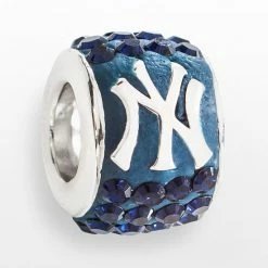 LogoArt New York Yankees Sterling Silver Crystal Logo Bead